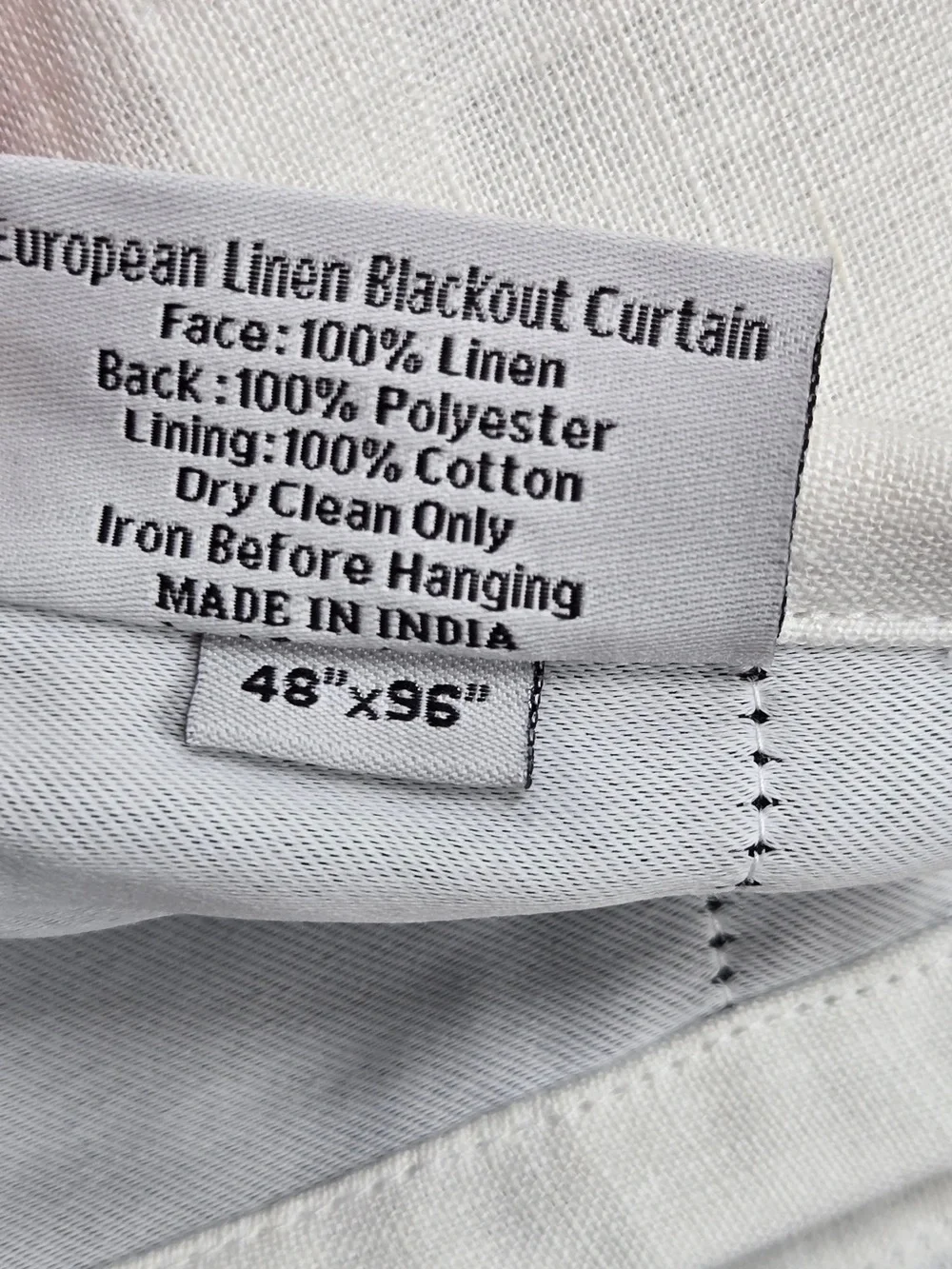 QUINCE Set Of 2 48x96 European Linen True Blackout Curtains White 9178